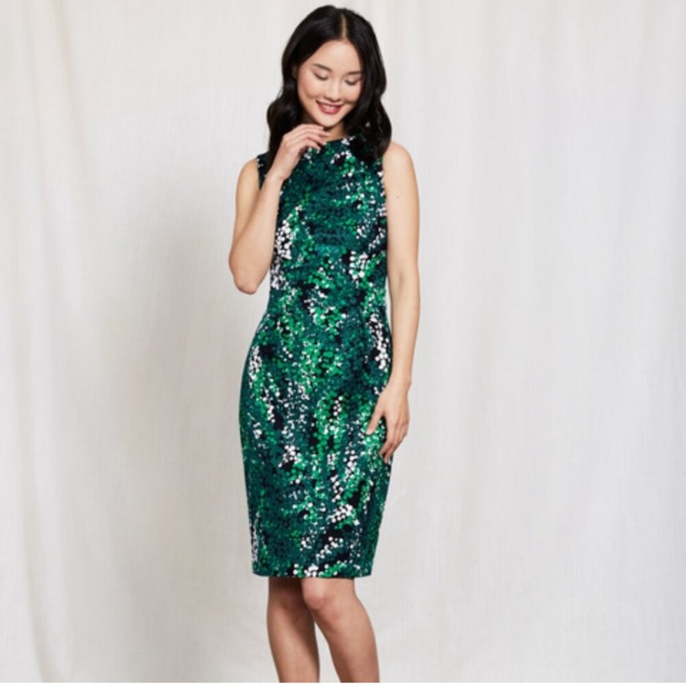 Boden Green Sequin Sleeveless Mini Dress